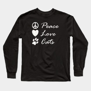 Peace Love Cats Cute Funny Hippy Graphic Long Sleeve T-Shirt